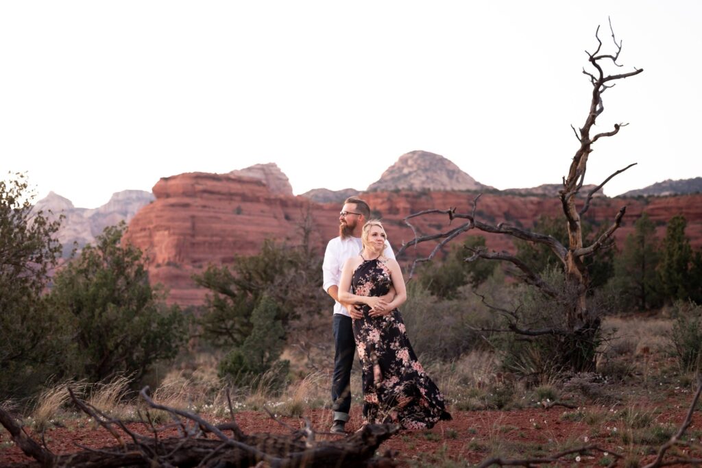 Take in the many views of Sedona during an engagement session in Sedona. Photo taken by Kollar Photography Arizona Elopement Photographer.  