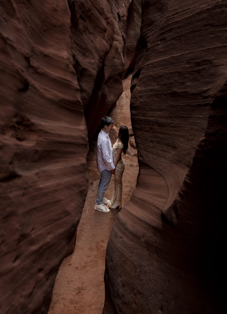 Couple in slot canyon - Sedona and Page Arizona photographer