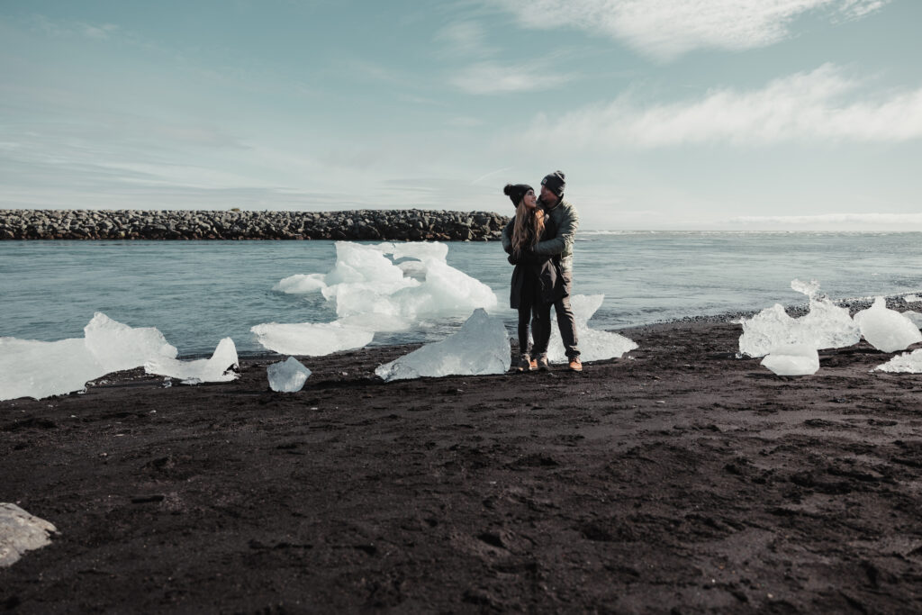 Adventurous wedding portraits at Iceland’s glacier lagoon with icebergs | Kollar Photography