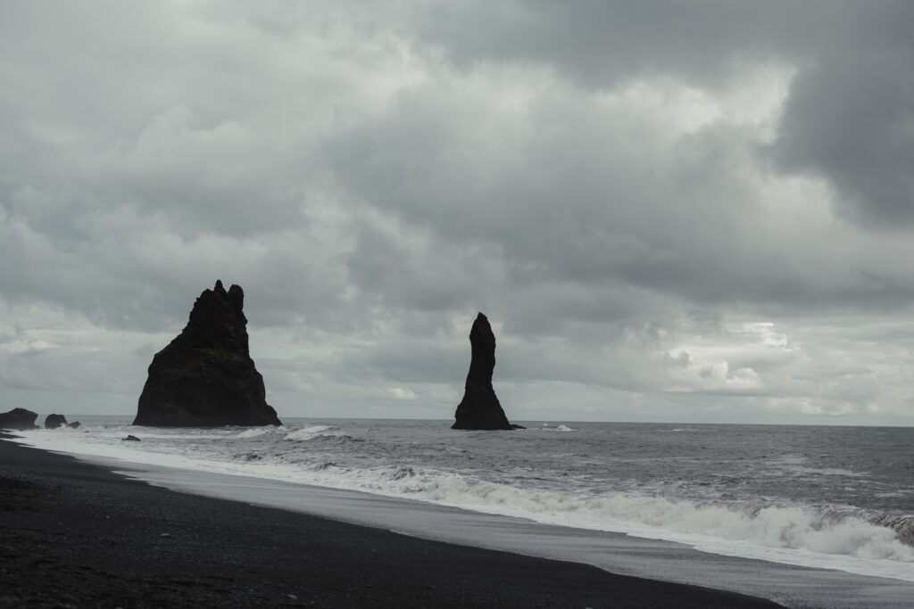 Reynisdrangar sea stacks at Reynisfjara black sand beach, Iceland | Kollar Photography