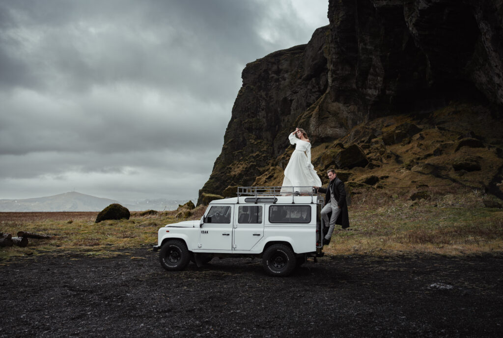 4x4 vehicle traveling through the rugged landscape of Iceland